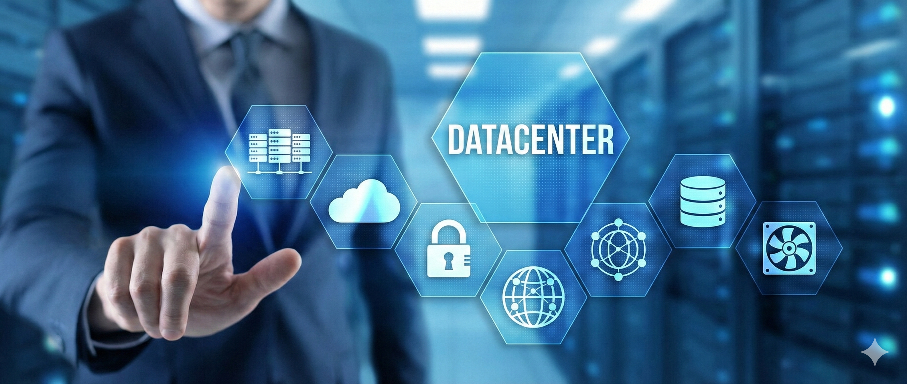 Ilustración de un centro de datos moderno y seguro